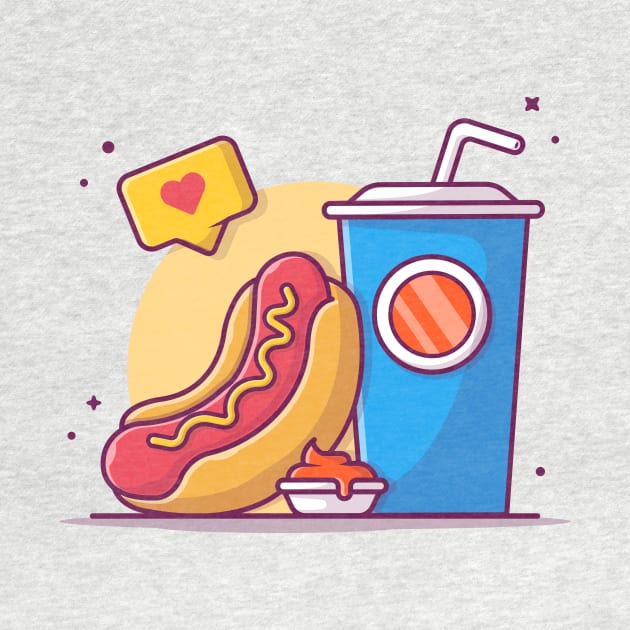 Hot dog, soda And Ketchup Cartoon Vector Icon Illustration by Catalyst Labs